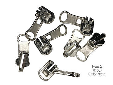 Бігунок перекидний галантерейний Нікель для тракторної блискавки тип5 без фіксатора (D58-NIC)