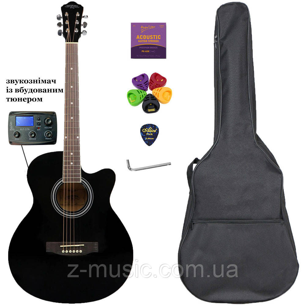 Гітара електроакустична Caravan Music HS-4010 EQ BK (чохол, скарбничка, медіатор, струна, ключ) - фото 1 - id-p1867543107