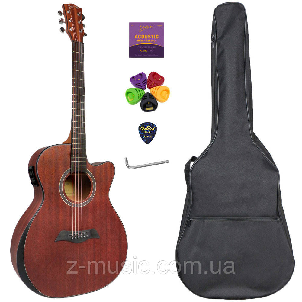 Гітара електроакустична Deviser LS-550-40 EQ ALL MAHAGONY (чохол, скарбничка, медіатор, струна, ключ), фото 1