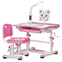 Комплект стілець і стіл з полицею Evo Кids BD-04 P XL Teddy c лампою рожевий