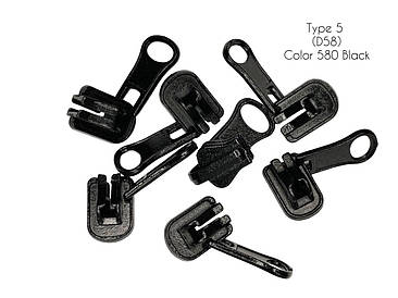 Бігунок перекидний галантерейний Чорний для тракторної блискавки тип5 без фіксатора (D58)