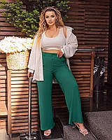 Женские зеленые стильные брюки прямые