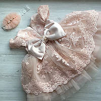Святкова сукня для дівчинки. Персикова сукня з мереживом та камінчиками для дівчинки. Сукня на рочок. Сукня на день народження.