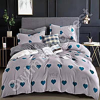 Постільна білизна фланель розмір двоспальний Сердечка сірі