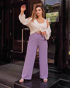 Жіночі стильні лилові штани прямі