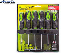 Набір викруток хрест та шліць 6 предметів блістер + планка для кріплення Alloid НО-6Б