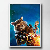 Постер на ПВХ "Raccoon Rocket" UkrPoster 2212570019 белая рамка 50х70 см, Land of Toys