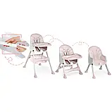 Дитяче крісло для годування Milo Ricokids 3в1 Рожевий Польща, слинявчик у подарунок, фото 7