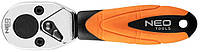 Neo Tools Ключ-трещотка, 1/4", 48 зубцов, 105мм, CrV, 0.12кг Baumar - Знак Качества