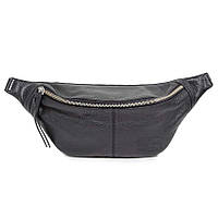 Кожаная сумка-бананка Poolparty PLPRT черная waistbag-leather-black