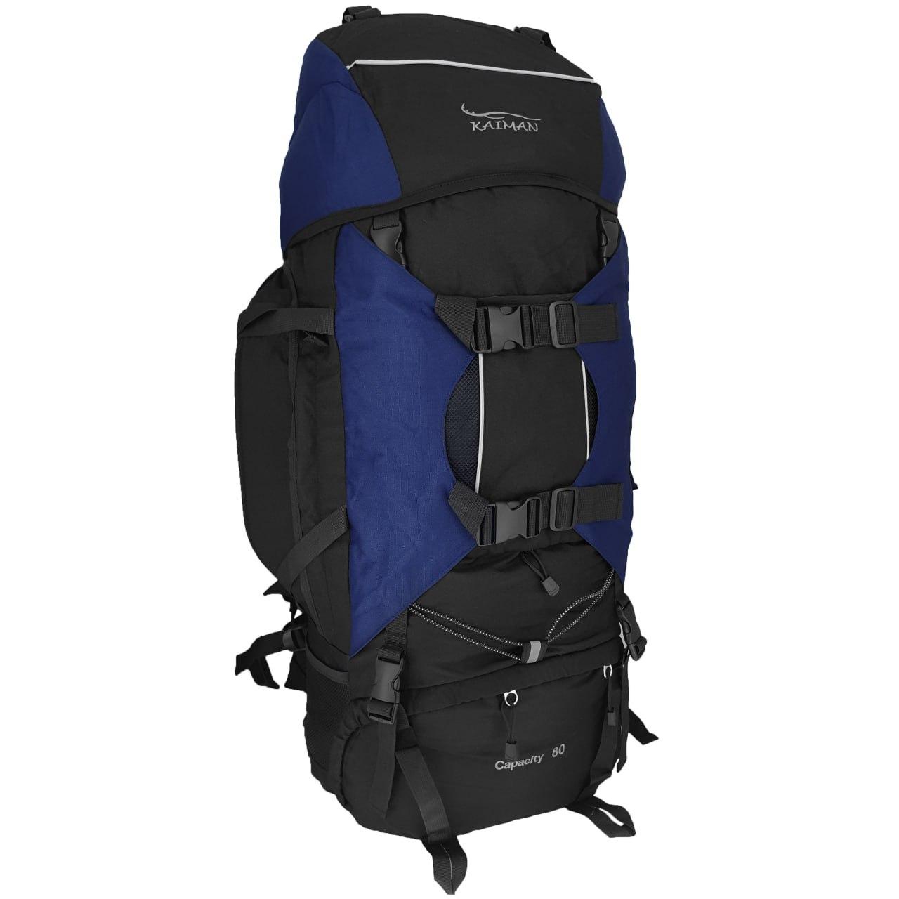 Рюкзак туристичний великий A49 на 80 л, Чорний із синіми вставками (80x40x25) + чохол від дощу
