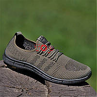 Кроссовки мужские хаки летние трикотажные мокасины Кросівки чоловічі хакі літні трикотажні (Код: Р3171)
