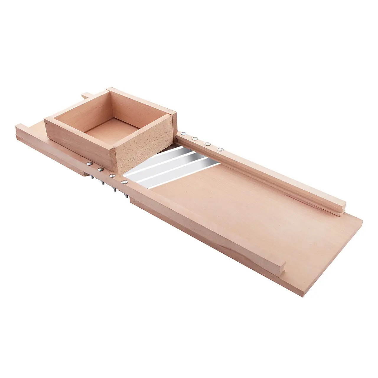 Дерев'яна шатківниця для капусти та нарізки овочів з трьома лезами Wood&Steel з лотком та болтами (22*69 см)