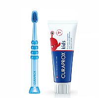 Набор Curaprox Baby CuraKid (зубная паста от 2 лет c фтором 950 ppm + щетка синяя от 0-4 лет)