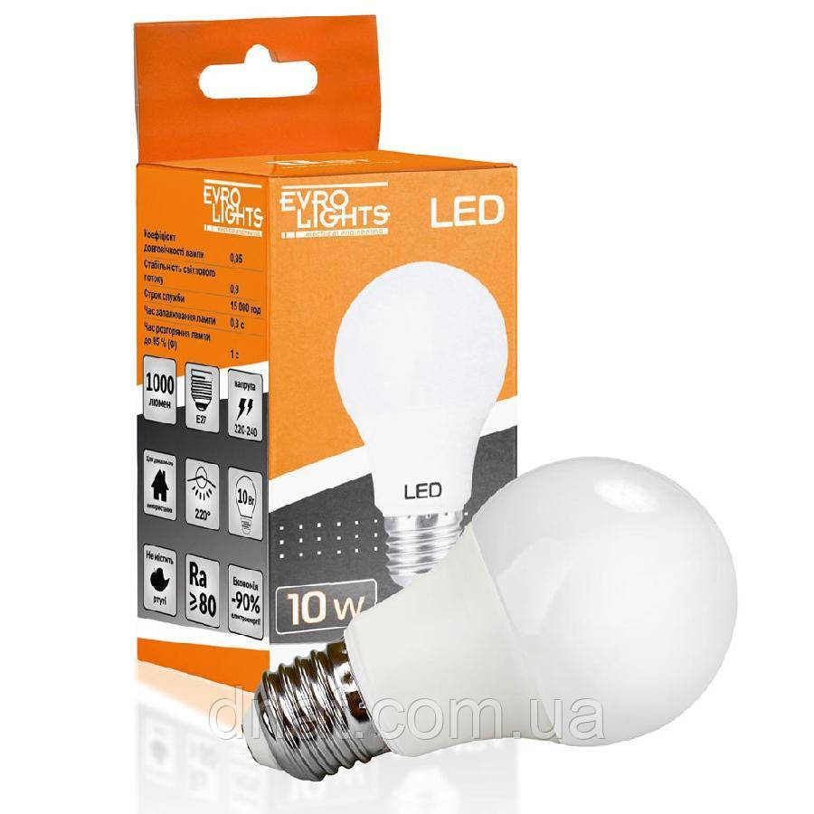 Лампа світлодіодна Evro Lights 10 Вт 4200К A-10-4200-27 Е27