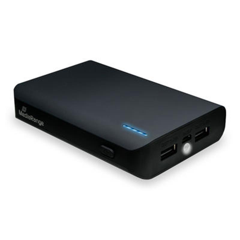 УМБ MediaRange 8800mAh with LED torch 2USB 1MicroUSB Black (MR752)