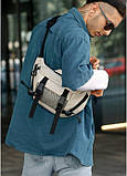 Велика чоловіча поясна сумка бананка Sambag DynamicDart сіра, фото 9