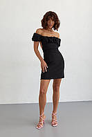 Короткое платье со шнуровкой на спине - черный цвет, M (есть размеры)