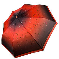 Жіноча парасолька напівавтомат Toprain на 8 спиць із принтом крапель червона ручка 02056-1