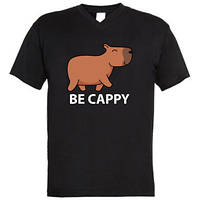 Мужская футболка с V-образным вырезом Капибара. Be Cappy