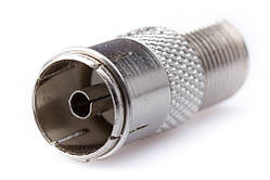 Перехідник гніздо TV — гніздо F, метал