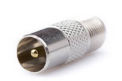 Перехідник штекер TV — гніздо F метал