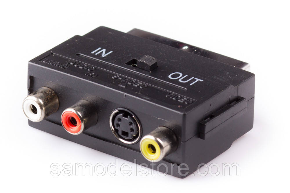 Перехідник шт.Скарт -3г.RCA +гн.mini din 4-х контакт. з перемикачем