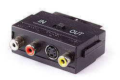 Перехідник шт.Скарт -3г.RCA +гн.mini din 4-х контакт. з перемикачем