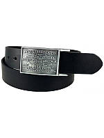 Кожаный ремень Levi's Plaque Bridle Belt, размер 38/40/42, черный