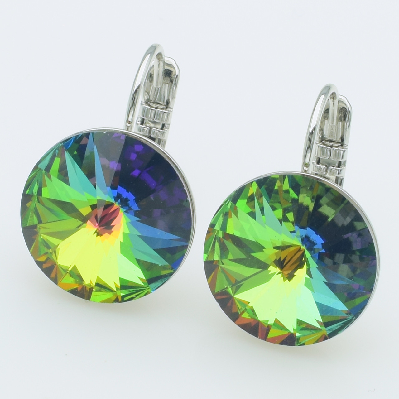 XUPING Сережки Родій Камені Swarovski "Vitrail Medium", Висота 2см, Ширина 1.4см