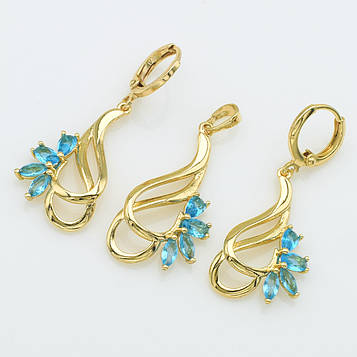 XUPING Комплект Позолота 18к Сережки Висота 4см Ширина 1.5см, Кулон Висота 3.6см Ширина 1.6см