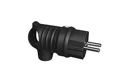 Мережева вилка каучукова з кільцем кутова, чорна В16-385