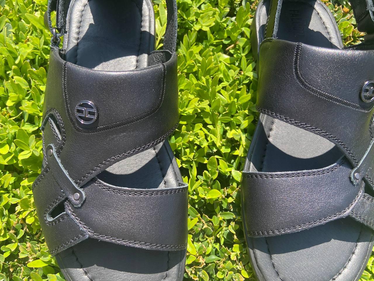 Мужские кожаные босоножки сандали на липучке 42 размер, мужские сандали черные летние - фото 7 - id-p1867854200