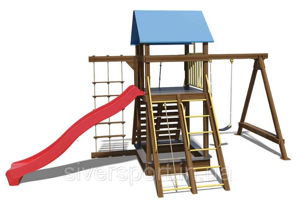 Ігровий комплекс "Ранчо" (дерев'яний дах та гойдалка) SiverSport P801Б, фото 1