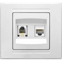 Розетка комплексная компьютер+телефон Cat6 Jack+RG11 Gunsan Moderna белый MD 29 11 171, фото 1