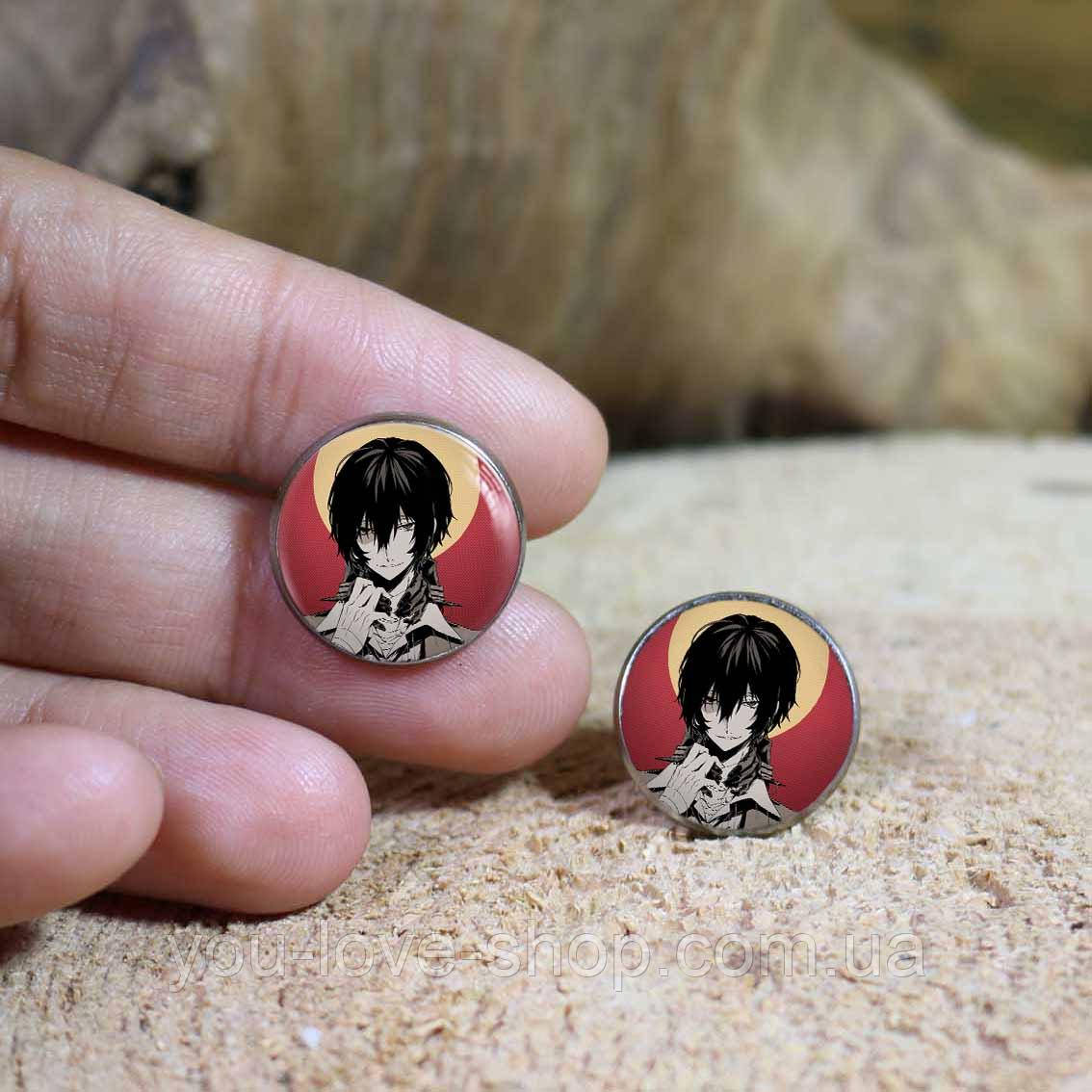 Сережки цвяхи Bungo stray dogs "Осаму Дадзай" / Літературні генії Бродячі Пси