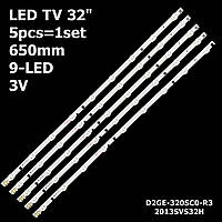 LED підсвітка TV 32" 9LED Samsung D2GE-320SC0-R3 UE32F5000/5500/6300 BN96-2530, 3V 650mm×14mm×1.0mm 1шт.