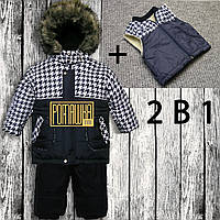 104 (98) 3-4 года зимний термокомбинезон куртка и штаны костюм комбинезон на овчине для мальчика зима 5033
