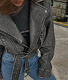 Жіноча укорочена косуха куртка у вінтажному стилі, фото 4