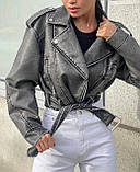 Жіноча укорочена косуха куртка у вінтажному стилі, фото 2