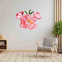 Виниловая интерьерная наклейка декор на стену и обои (стекло, мебель, зеркало, металл) "Розовые пионы" с
