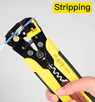 Інструмент для зачищення дротів і обтискання кабелю 0,2-6 мм MT-103B Yellow, фото 2