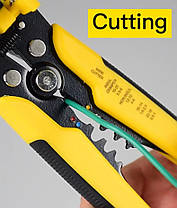 Інструмент для зачищення дротів і обтискання кабелю 0,2-6 мм MT-103B Yellow, фото 3