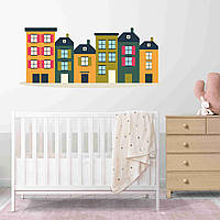 Вінілова інтер'єрна наклейка декор на стіну та шпалери (скло, меблі, дзеркало, метал) "Кольорові будиночки" з оракалу