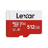 Карта памяти LEXAR E-SERIES Class10 V30 A1 4K(UHD) microSDXC 512GB + adapter SD