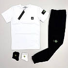Чоловічий літній костюм Футболка + Штани + Шкарпетки в подарунок Stone Island хакі з патчем Стон Айленд, фото 3