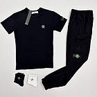 Чоловічий літній костюм Футболка + Штани + Шкарпетки в подарунок Stone Island хакі з патчем Стон Айленд, фото 4