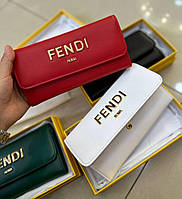 Женский брендовый кожаный кошелек Fendi Фенди в расцветках, кошелек из натуральной кожи, кошелек на клапане