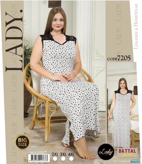 Нічна сорочка БАТАЛ довга віскоза Турція LADY LINGERIE 7205, фото 1