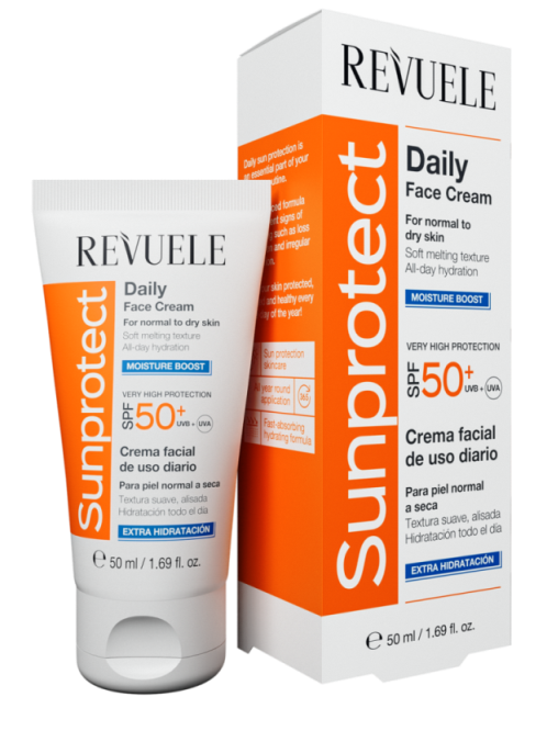 Сонцезахисний крем для обличчя Revuele Sunprotect SPF 50 зволоження 50мл